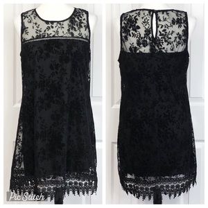 NWT Speechless Formal Black Floral Lace Overlay Mini Dress Large